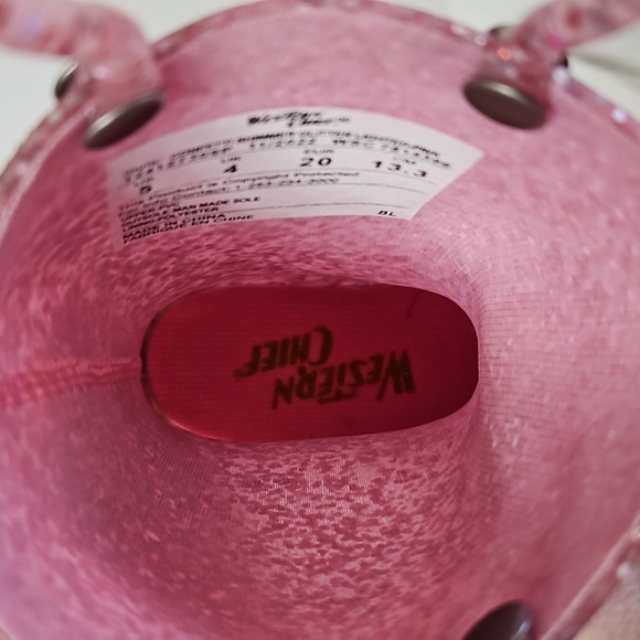 WESTERN CHIEF CONFETTI SHIMMER GLITTER GIRLS RAIN BOOT SIZE 5 IN PINK - Picture 7 of 8